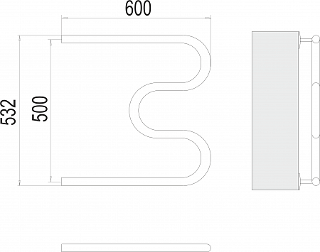 М-обр AISI 32х2 500х600 Полотенцесушитель  TERMINUS Калининград - фото 3