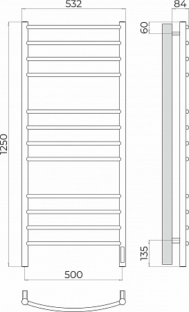Классик П12 500х1250 Электро (quick touch) Полотенцесушитель TERMINUS Калининград - фото 3