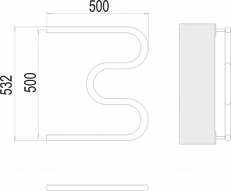 М-обр AISI 32х2 500х500 Полотенцесушитель  TERMINUS Калининград - фото 3