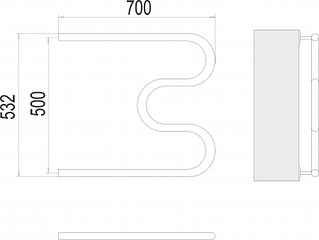 М-обр AISI 32х2 500х700 Полотенцесушитель  TERMINUS Калининград - фото 3
