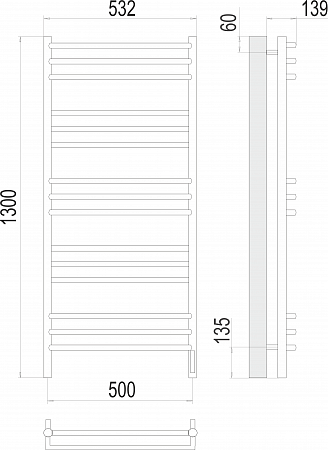 Прато П15 500х1300 электро (sensor quick touch) Полотенцесушитель  TERMINUS Калининград - фото 3