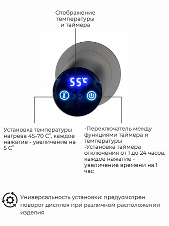 Рондо П2 350х760 электро Полотенцесушитель TERMINUS Оружейная сталь Калининград - фото 5