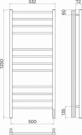 Аврора П12 500х1250 Электро (quick touch) Полотенцесушитель TERMINUS Калининград - фото 3