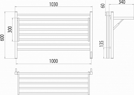 Горизонт П8 1000х600 электро КС ЧЕРНЫЙ МУАР (sensor quick touch) Полотенцесушитель TERMINUS Калининград - фото 5